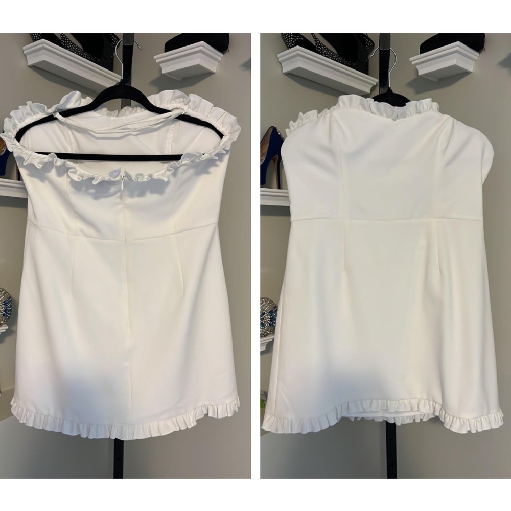 French Connection White Ruffle Top - Picture 1 of 6